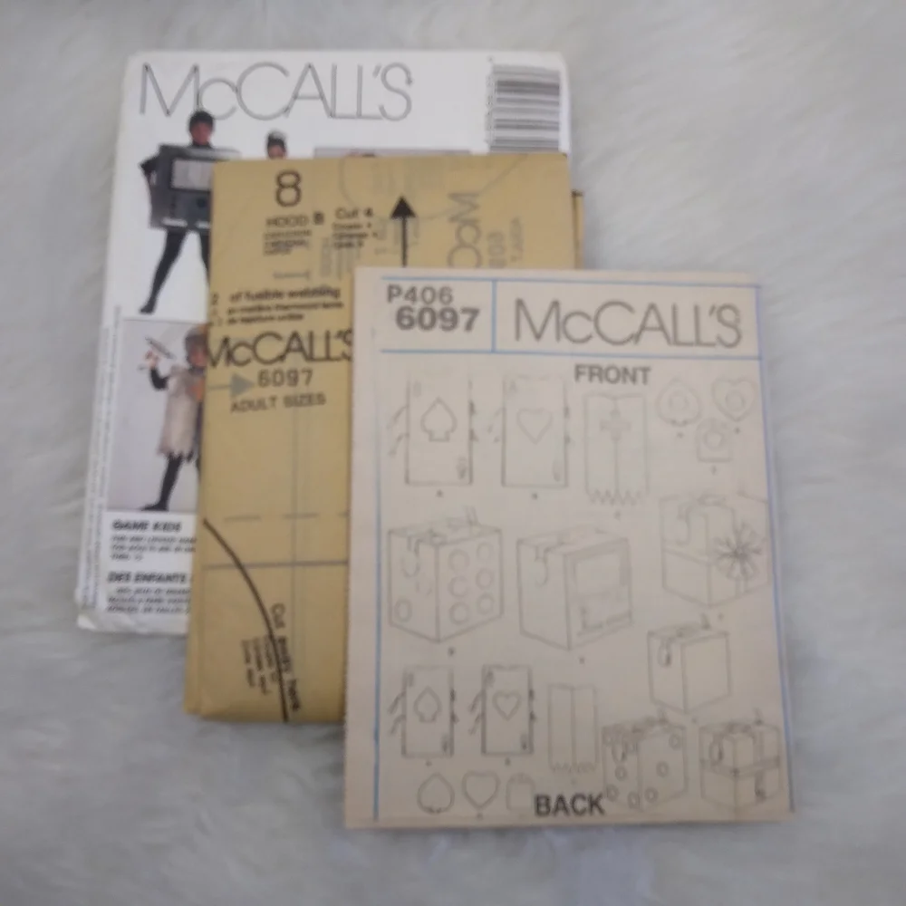 MCCALL'S 6097 Quick & Easy Kids Costumes Playing Card, Game Boy, Dice, Present